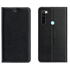 Leather Case Stands Flip Cover T10 Holder for Xiaomi Redmi Note 8 (2021) Black