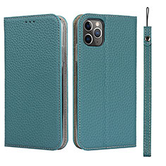 Leather Case Stands Flip Cover T11 Holder for Apple iPhone 11 Pro Cyan