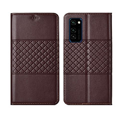 Leather Case Stands Flip Cover T11 Holder for Huawei Honor V30 5G Brown
