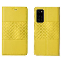 Leather Case Stands Flip Cover T11 Holder for Huawei Honor V30 5G Yellow