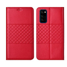 Leather Case Stands Flip Cover T11 Holder for Huawei Honor View 30 5G Red