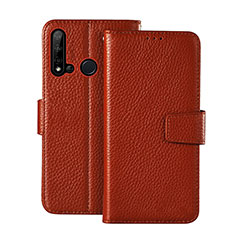 Leather Case Stands Flip Cover T11 Holder for Huawei P20 Lite (2019) Brown