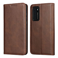 Leather Case Stands Flip Cover T11 Holder for Huawei P40 Brown