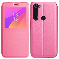 Leather Case Stands Flip Cover T11 Holder for Xiaomi Redmi Note 8 (2021) Pink