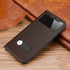 Leather Case Stands Flip Cover T12 Holder for Apple iPhone 11 Brown