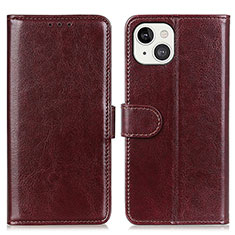 Leather Case Stands Flip Cover T12 Holder for Apple iPhone 13 Brown