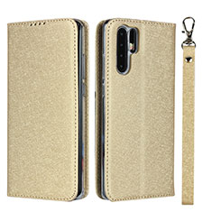 Leather Case Stands Flip Cover T12 Holder for Huawei P30 Pro Gold