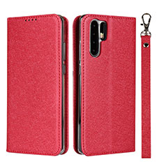 Leather Case Stands Flip Cover T12 Holder for Huawei P30 Pro Red