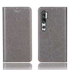 Leather Case Stands Flip Cover T12 Holder for Xiaomi Mi Note 10 Gray