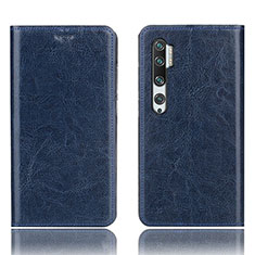 Leather Case Stands Flip Cover T12 Holder for Xiaomi Mi Note 10 Pro Blue