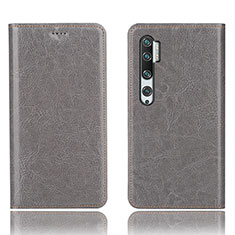 Leather Case Stands Flip Cover T12 Holder for Xiaomi Mi Note 10 Pro Gray