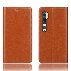 Leather Case Stands Flip Cover T12 Holder for Xiaomi Mi Note 10 Pro Orange