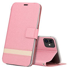 Leather Case Stands Flip Cover T14 Holder for Apple iPhone 11 Pink