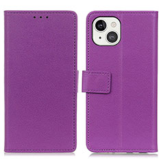 Leather Case Stands Flip Cover T14 Holder for Apple iPhone 13 Mini Purple