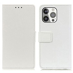 Leather Case Stands Flip Cover T14 Holder for Apple iPhone 13 Pro White