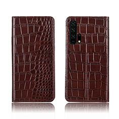 Leather Case Stands Flip Cover T14 Holder for Huawei Honor 20 Pro Brown