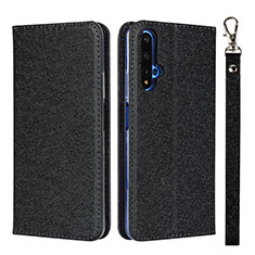 Leather Case Stands Flip Cover T14 Holder for Huawei Honor 20S Black