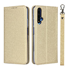 Leather Case Stands Flip Cover T14 Holder for Huawei Honor 20S Gold