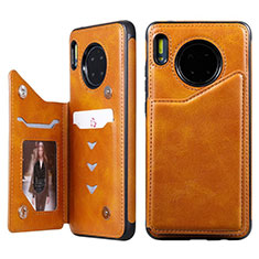 Leather Case Stands Flip Cover T14 Holder for Huawei Mate 30 5G Orange