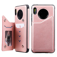 Leather Case Stands Flip Cover T14 Holder for Huawei Mate 30 5G Rose Gold