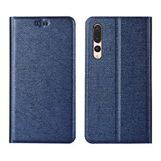 Leather Case Stands Flip Cover T14 Holder for Huawei P20 Pro Blue