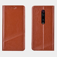 Leather Case Stands Flip Cover T14 Holder for Xiaomi Redmi K20 Orange