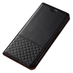 Leather Case Stands Flip Cover T14 Holder for Xiaomi Redmi Note 8 (2021) Black