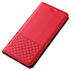 Leather Case Stands Flip Cover T14 Holder for Xiaomi Redmi Note 8 (2021) Red