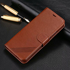 Leather Case Stands Flip Cover T14 Holder for Xiaomi Redmi Note 8 Pro Brown