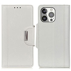 Leather Case Stands Flip Cover T15 Holder for Apple iPhone 13 Pro White