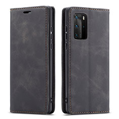 Leather Case Stands Flip Cover T15 Holder for Huawei P40 Pro Black