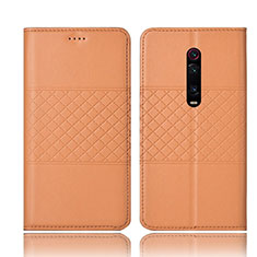 Leather Case Stands Flip Cover T15 Holder for Xiaomi Mi 9T Orange
