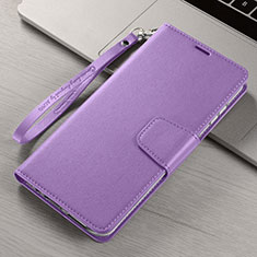 Leather Case Stands Flip Cover T15 Holder for Xiaomi Mi Note 10 Purple
