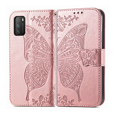 Leather Case Stands Flip Cover T15 Holder for Xiaomi Poco M3 Rose Gold
