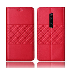 Leather Case Stands Flip Cover T15 Holder for Xiaomi Redmi K20 Pro Red