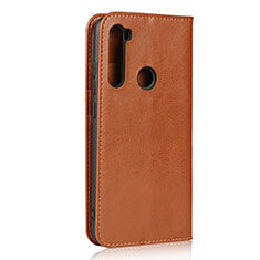 Leather Case Stands Flip Cover T15 Holder for Xiaomi Redmi Note 8 (2021) Orange