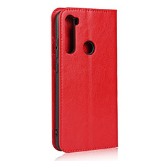 Leather Case Stands Flip Cover T15 Holder for Xiaomi Redmi Note 8 (2021) Red