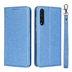 Leather Case Stands Flip Cover T16 Holder for Huawei P20 Pro Blue