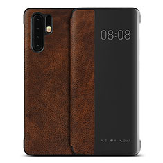 Leather Case Stands Flip Cover T16 Holder for Huawei P30 Pro Brown