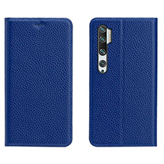 Leather Case Stands Flip Cover T16 Holder for Xiaomi Mi Note 10 Blue