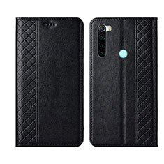Leather Case Stands Flip Cover T16 Holder for Xiaomi Redmi Note 8 (2021) Black