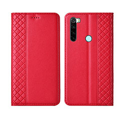 Leather Case Stands Flip Cover T16 Holder for Xiaomi Redmi Note 8 (2021) Red