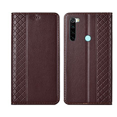 Leather Case Stands Flip Cover T16 Holder for Xiaomi Redmi Note 8 Brown