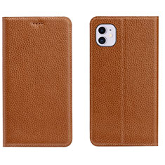 Leather Case Stands Flip Cover T17 Holder for Apple iPhone 11 Orange