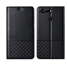 Leather Case Stands Flip Cover T17 Holder for Huawei Honor V20 Black