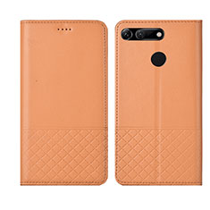 Leather Case Stands Flip Cover T17 Holder for Huawei Honor V20 Orange