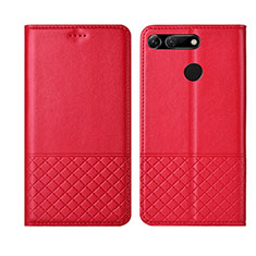 Leather Case Stands Flip Cover T17 Holder for Huawei Honor View 20 Red