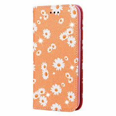 Leather Case Stands Flip Cover T17 Holder for Huawei P Smart (2020) Orange