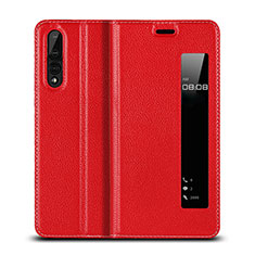 Leather Case Stands Flip Cover T17 Holder for Huawei P20 Pro Red