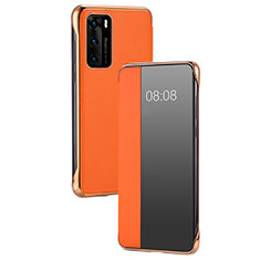 Leather Case Stands Flip Cover T17 Holder for Huawei P40 Orange